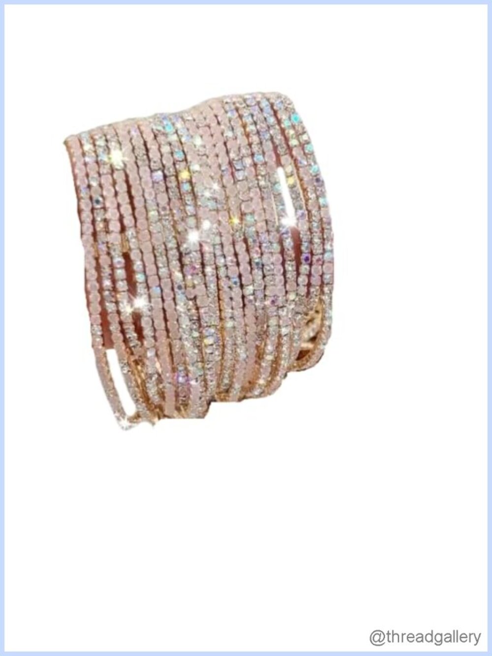 Crystal Rhinestone Tennis Bracelet Set, Iridescent Sparkle, Multiple Bands